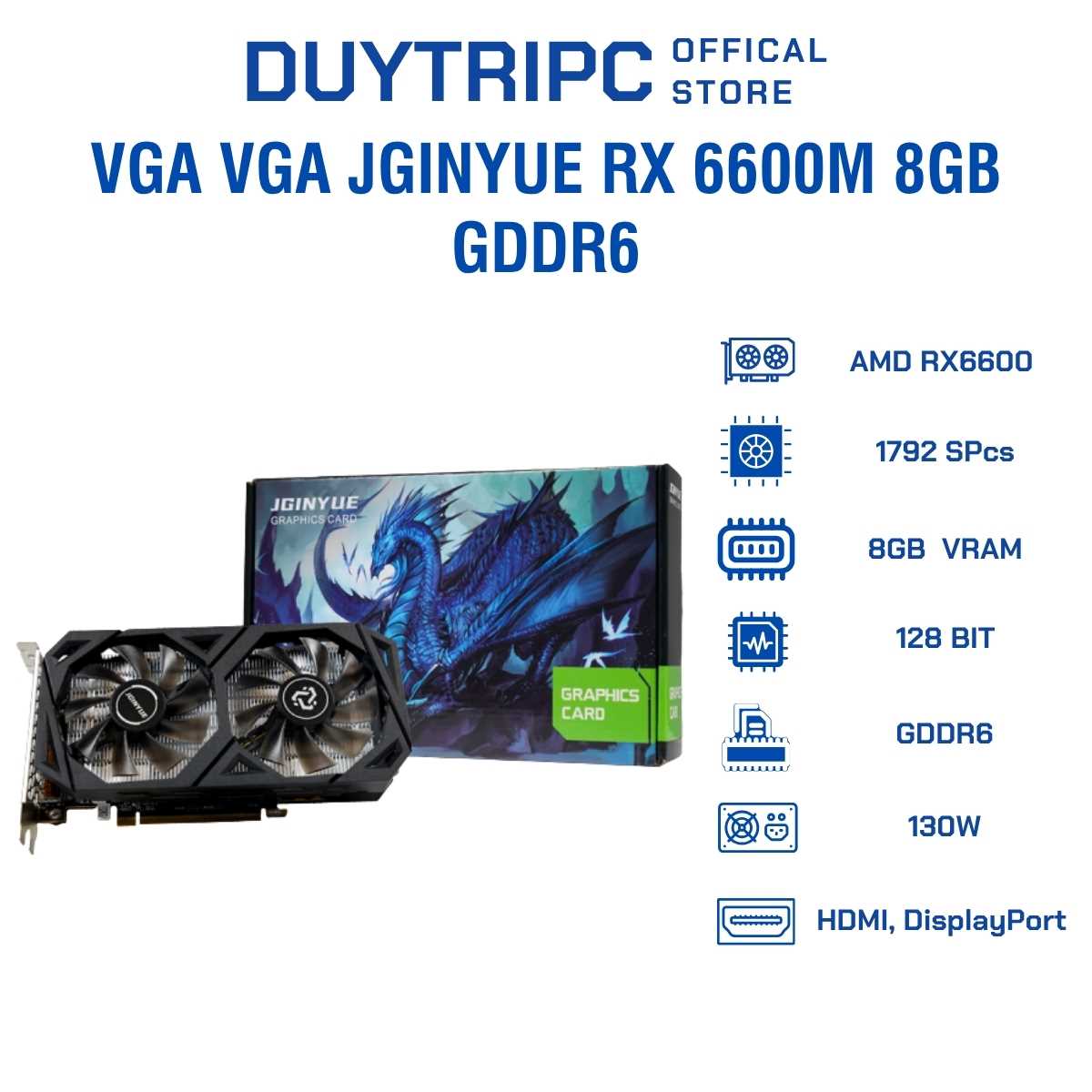 VGA Jginyue RX 6600M 8GB GDDR6 – Hiệu Năng Mạnh Mẽ, Giá Tốt, Chiến Game Full HD Cực Đỉnh